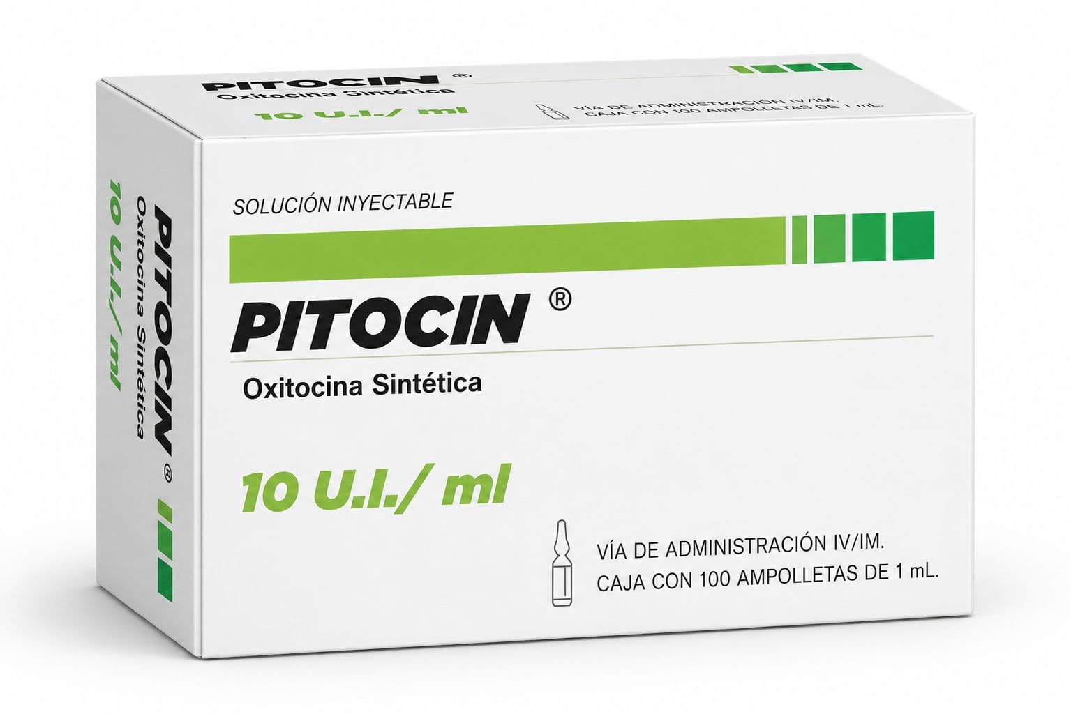 Caja de Pitocin oxitocina sintética 10 UI/mL, solución inyectable
